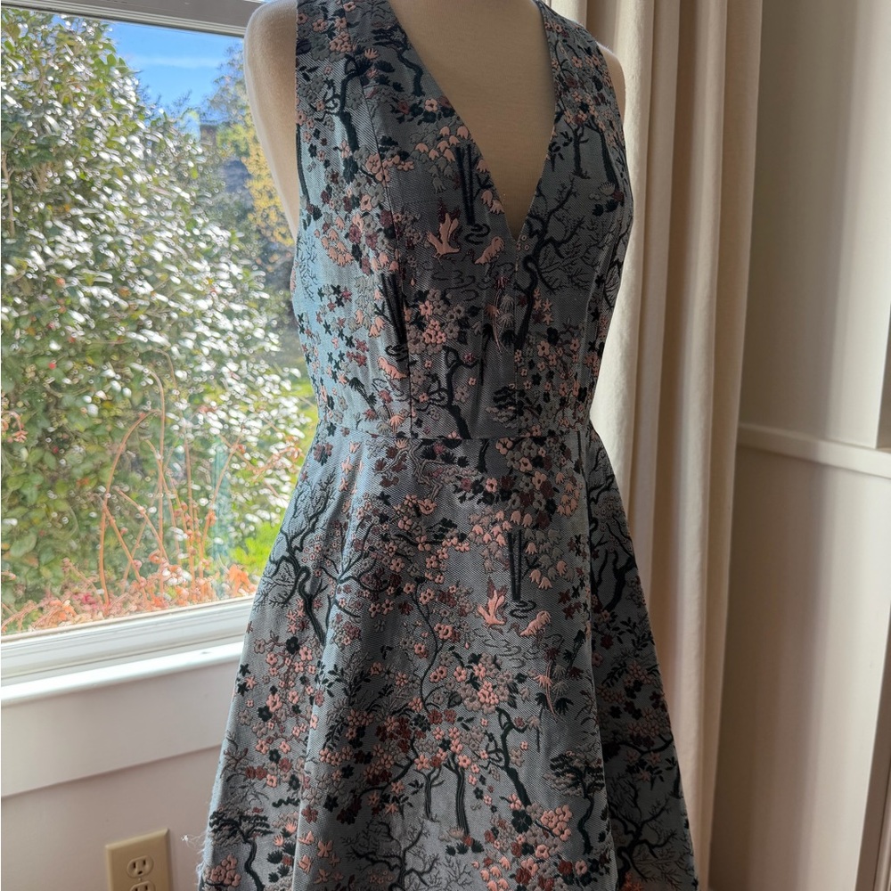Alice + Olivia Blue Floral Jacquard Dress